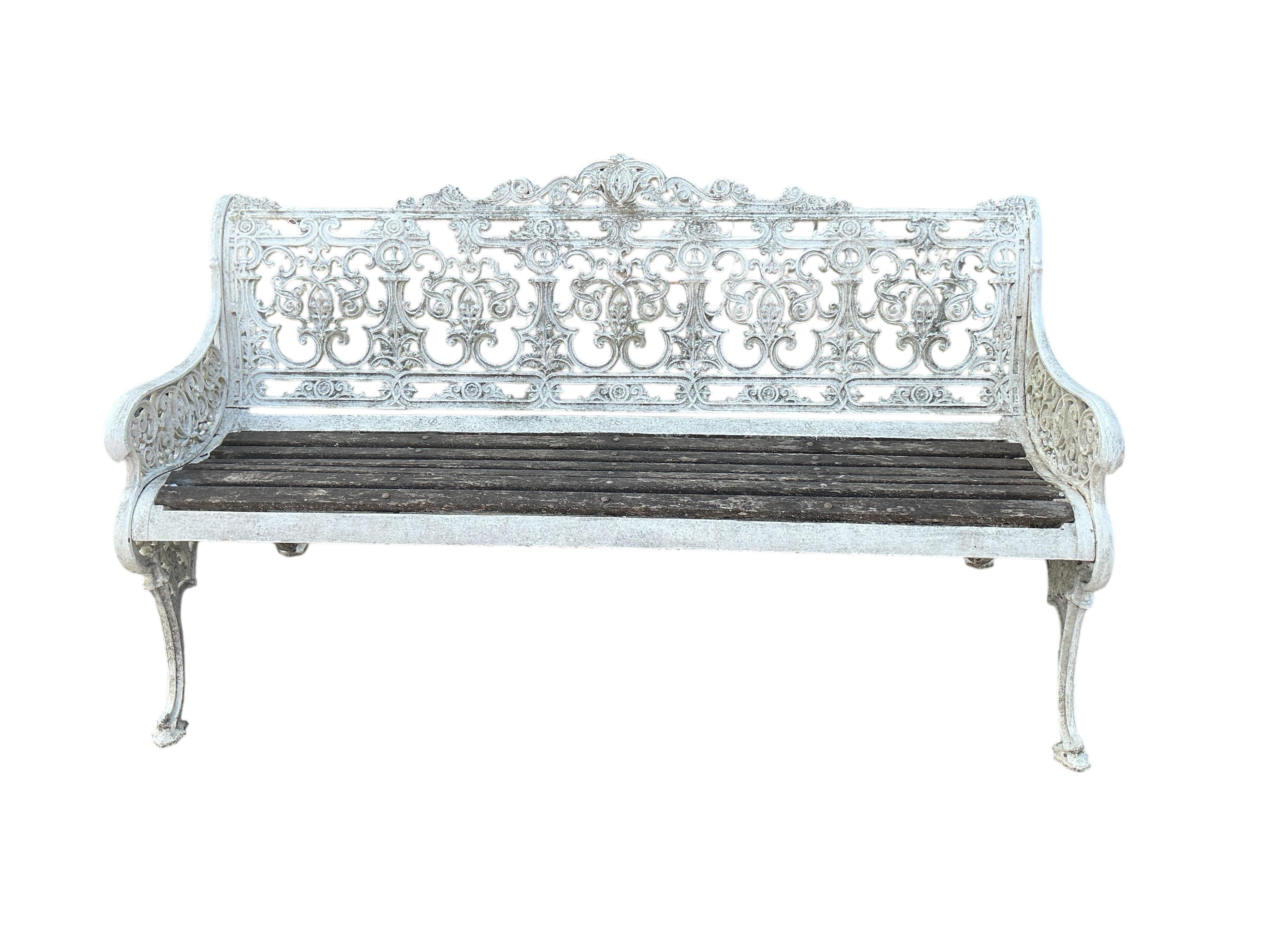 A Victorian Coalbrookdale style cast iron garden bench, width 160cm, depth 68cm, height 90cm